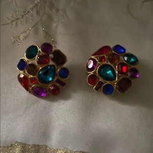 Multicolor Gemstone Cluster Earrings